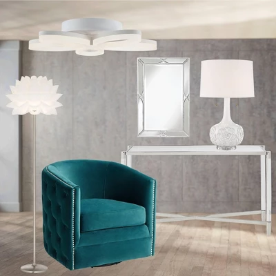 Possini Euro Design Natalia Modern Country Cottage Table Lamp 27" Tall White Ceramic Glaze Textured Floral Drum Shade For Bedroom Living Room Bedside 10 Possini Euro Design Natalia Modern Country Cottage Table Lamp 27" Tall White Ceramic Glaze Textured Floral Drum Shade For Bedroom Living Room Bedside - Image 8