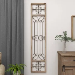 Wood Scroll Distressed Door Inspired Ornamental Wall Decor With Metal Wire Details Gray - Olivia & May 33 Wood Scroll Distressed Door Inspired Ornamental Wall Decor With Metal Wire Details Gray - Olivia & May -Adesso Store GUEST 9793c99d 557c 44f6 9054 487006756869