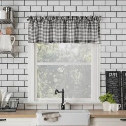 54"x14" Parkham Farmhouse Plaid Rod Pocket Semi-Sheer Kitchen Curtain Valance - No. 918 -Adesso Store GUEST 99199d96 7413 48e0 a66e cafaf2ff34f8