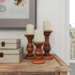 Set Of 3 Rustic Pillar Candle Holder - Olivia & May -Adesso Store GUEST 9a2f8a60 0bd4 4002 b50b d56a6a9ce89d