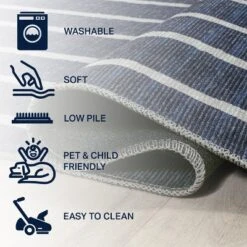 Rand Distressed Ticking Stripe Machine-Washable Area Rug - JONATHAN Y -Adesso Store GUEST 9b63de58 0842 4d76 a26b 7a55a9e1ee76