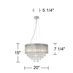 Possini Euro Design Jolie Chrome Chandelier Lighting 20" Wide Modern Crystal Silver Fabric Shade 7-Light Fixture For Dining Room House Kitchen Island -Adesso Store GUEST 9b9479e9 d7fe 44b4 b5f0 e8d350d99c8e