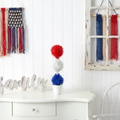 Nearly Natural 18-in Red, White And Blue “Americana” Artificial Topiary Plant With 35 Warm LED Lights -Adesso Store GUEST 9d357584 b9d5 4fea 9812 b93f2e26fbfa