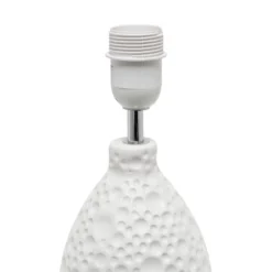 14.17" Traditional Ceramic Texture Thumbprint Tear Drop Table Desk Lamp With Tapered White Shade White - Creekwood Home