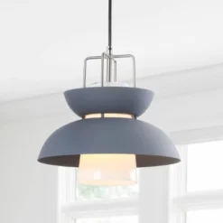 11" Metal Paul Farmhouse Pendant (Includes Energy Efficient Light Bulb) Gray - JONATHAN Y -Adesso Store GUEST 9ea85363 139d 46e1 972f bb79aa19ae20