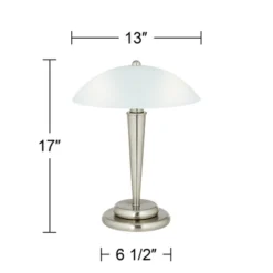 360 Lighting Deco Modern Accent Table Lamp 17" High Brushed Steel Touch On Off White Glass Dome Shade For Bedroom Bedside Nightstand Office Family -Adesso Store GUEST a14d70b2 4bc8 4819 97eb c87ec392f7f2