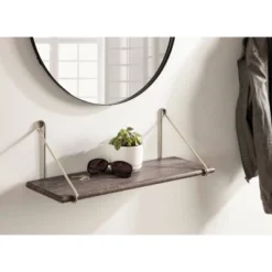 24" X 8" Palone Wood And Metal Decorative Wall Shelf Gray - Kate & Laurel All Things Decor -Adesso Store GUEST a16fb569 766d 49a1 a6c0 6619a5cce1e0