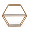 17" Lepley Modern Glam Handcrafted Glass 2 Shelf Hexagonal Decorative Shelf Antique Gold - Christopher Knight Home -Adesso Store GUEST a1c58ad7 0422 4835 a9b1 337292356461