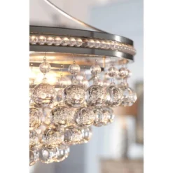 Vienna Full Spectrum Wohlfurst Brushed Nickel Pendant Chandelier 20 1/4" Wide Clear Crystal 5-Light Fixture For Dining Room House Foyer Kitchen Island -Adesso Store GUEST a1dd62e4 c702 4237 9968 8d38cc77eb51