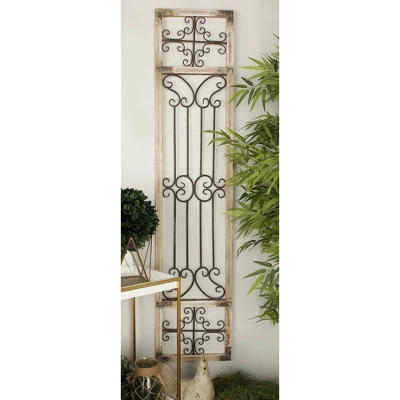 Wood Scroll Distressed Door Inspired Ornamental Wall Decor With Metal Wire Details Gray - Olivia & May 21 Wood Scroll Distressed Door Inspired Ornamental Wall Decor With Metal Wire Details Gray - Olivia & May - Image 19