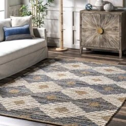 NuLOOM Hand Braided Marla Denim And Jute Diamonds Area Rug -Adesso Store GUEST a6cc5eb9 a7b4 4671 bc88 361694f10414