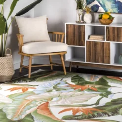 NuLOOM Nevaya Machine Washable Floral Leaves Area Rug -Adesso Store GUEST a6f97a87 0af4 4be2 91c4 bee2b4706788