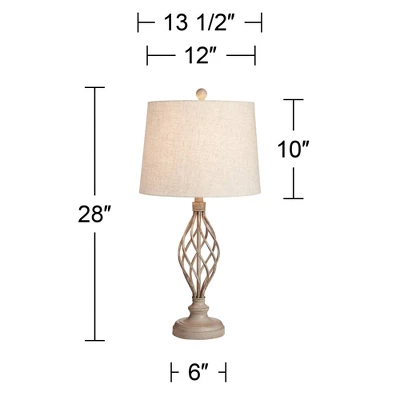 Franklin Iron Works Annie Modern Coastal Table Lamps 28" Tall Set Of 2 Weathered Sand Iron Cream Tapered Drum Shade For Bedroom Living Room Bedside 8 Franklin Iron Works Annie Modern Coastal Table Lamps 28" Tall Set Of 2 Weathered Sand Iron Cream Tapered Drum Shade For Bedroom Living Room Bedside - Image 6