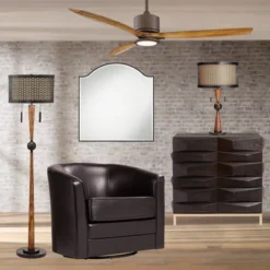 Franklin Iron Works Hunter Modern Rustic Farmhouse Table Lamp 29 3/4" Tall Cherry Wood Bronze Metal Double Drum Shade For Bedroom Living Room House -Adesso Store GUEST a8915872 f355 47b8 9561 a86378272341