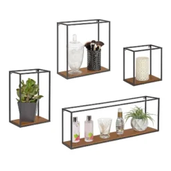 4pc Mallory Wood And Metal Wall Shelf Set Rustic Brown - Kate & Laurel All Things Decor -Adesso Store GUEST a9180dac 5015 4ab7 a2d9 7ecfcbdc5464