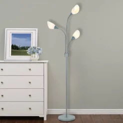 70.25" 3-Light Floor Lamp With White Shades Silver - Cresswell Lighting -Adesso Store GUEST aadee629 87b5 4797 9e1e 72ea62f5ae2c
