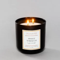 12oz Black Glass Jar 2-Wick Candle Sweet Tobacco - The Collection By Chesapeake Bay Candle
