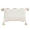 Saro Lifestyle Tufted Diamond Tassel Decorative Pillow Cover, Beige, 13"x20"