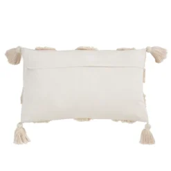 Saro Lifestyle Tufted Diamond Tassel Decorative Pillow Cover, Beige, 13"x20"