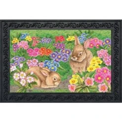 Briarwood Lane Bunny Friends Easter Doormat Spring Floral Bunnies Indoor Outdoor 30" X 18"