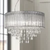 Possini Euro Design Jolie Chrome Chandelier Lighting 20" Wide Modern Crystal Silver Fabric Shade 7-Light Fixture For Dining Room House Kitchen Island
