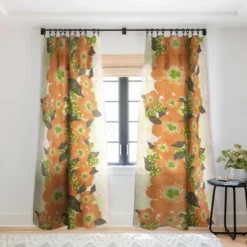 Sewzinski Retro Orange Flowers Single Panel Sheer Window Curtain - Society6 -Adesso Store GUEST afb90a25 a4a9 485b 9646 155ee7c61af4