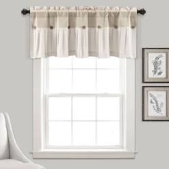 18"x52" Farmhouse Linen Button Window Valance - Lush Décor -Adesso Store GUEST b02e4d65 6d63 41d1 9a09 08bd3bd3f49e