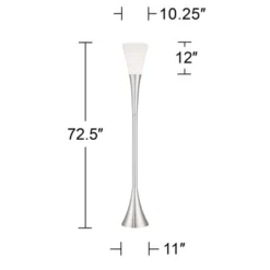 Possini Euro Design Piazza Modern Torchiere Floor Lamp 72 1/2" Tall Brushed Nickel Metal Frosted White Glass Shade For Living Room Bedroom Office Home -Adesso Store GUEST b0bb1c55 87f2 48b0 8824 8d3003b83b64