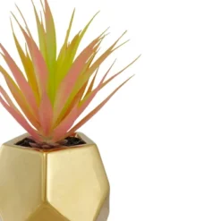 Northlight 8" Green Artificial Sword Grass In A Gold Geometric Pot -Adesso Store GUEST b22d8ea6 3393 45ee 953c 6643c66f72fa