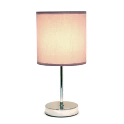 11.81" Traditional Petite Metal Stick Bedside Table Desk Lamp In Chrome With Fabric Shade Purple - Creekwood Home -Adesso Store GUEST b3b96213 3b37 4133 913f dce6c5fffcfa