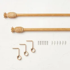 Pineapple Faux Wood Curtain Rod Natural Wood - Opalhouse™ Designed With Jungalow™ -Adesso Store GUEST b565e685 bbc8 405f abbe 297780442d88