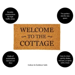 Evergreen 16 X 28 Inches Welcome To The Cottage Door Mat | Non-Slip Rubber Backing | Dirt Catching Natural Coir | Indoor And Outdoor Home Decor -Adesso Store GUEST b62448ea 5b47 4df7 a59a 45064a894efe