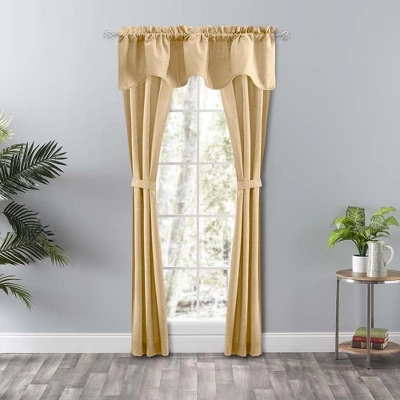 Ellis Curtain Lisa Solid Color Poly Cotton Duck Fabric Lined Scallop Valance 58" X 15" Butter 3 Ellis Curtain Lisa Solid Color Poly Cotton Duck Fabric Lined Scallop Valance 58" X 15" Butter