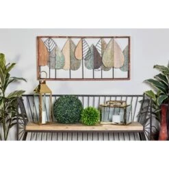 Metal Leaf Varying Texture Wall Decor With Wood Frame Brown - Olivia & May -Adesso Store GUEST baa8d50e 7cf1 4685 9b46 ca58b64e28e2