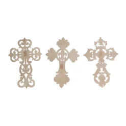 Set Of 3 Wooden Cross Carved Cross Wall Decors White - Olivia & May -Adesso Store GUEST bbd21dd1 ee33 46c8 b476 4c54e96438d5