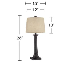 360 Lighting Dolbey Rustic Farmhouse Table Lamps 28" Tall Set Of 2 Bronze Burlap Linen Drum Shade For Bedroom Living Room Bedside Nightstand Office -Adesso Store GUEST bcdd2801 852e 4644 966d 00f1c5e75ef1