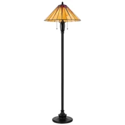 61" Metal/Resin Floor Lamp With Tiffany Art Glass Shade Black - Cal Lighting -Adesso Store GUEST bd668fd5 0c25 4221 9a80 d40c75cbf4b3