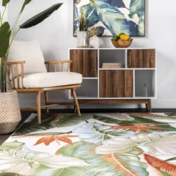 NuLOOM Nevaya Machine Washable Floral Leaves Area Rug -Adesso Store GUEST c0223ab9 fe97 48ce a4af e11adeeef89c