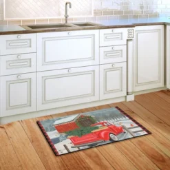 Briarwood Lane Festive Covered Bridge Christmas Doormat Red Pickup Truck Indoor Outdoor 30" X 18" -Adesso Store GUEST c06c2216 e40b 45c7 ad1e ad4850086b4f