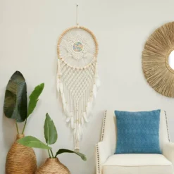 Cotton Macrame Handmade Intricately Woven Dreamcatcher Wall Decor With Beaded Fringe Tassels White - Olivia & May -Adesso Store GUEST c0e8ca5c 130a 4770 933a 62fd1194d001