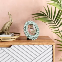 New Arrival 1 4" X 4" Stoneware Frame With Transparent Crackle Glaze Green - Opalhouse™