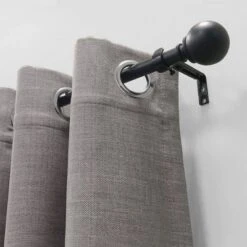 Decorative Drapery Curtain Rod With Sphere Finials Matte Black - Lumi Home Furnishings