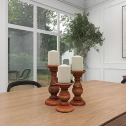 Set Of 3 Rustic Pillar Candle Holder - Olivia & May -Adesso Store GUEST c6a3555b cc02 4403 8063 2b8d1d7495a8