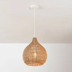 Tika 1-Light Natural Blonde Pendant Lighting With Twine Shade - Globe Electric -Adesso Store GUEST c7856c15 2270 41d9 ba40 1cdd56548883