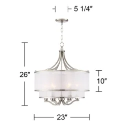 Possini Euro Design Nor Brushed Nickel Pendant Chandelier 23" Wide Modern Double White Organza Shade 6-Light Fixture For Dining Room Kitchen Island -Adesso Store GUEST c8291423 786b 40bf 928d 6d118cca3b09