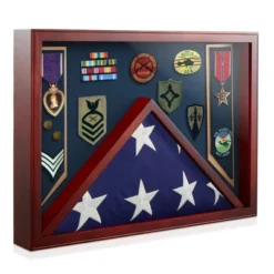 Reminded Military Shadow Box Display Case For Medals & Burial Flag - Solid Wood Cabinet With Velvet Insert -Adesso Store GUEST c8d9fb97 a50c 4db8 901f 5bfb7954676a