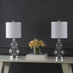 (Set Of 2) 22" Cora Classic Vintage Glass LED Table Lamp With USB Charging Port (Includes LED Light Bulb) - JONATHAN Y -Adesso Store GUEST c92039ea 624f 436c a43c b2e67f7b8489