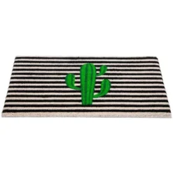 Northlight Green Cactus Striped Natural Coir Outdoor Doormat 18" X 30" -Adesso Store GUEST ca319498 e0c8 42f8 a889 2375bdc0b1db