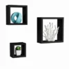 Floating Shelves- Cube Wall Shelf Set With Hidden Brackets, 3 Sizes To Display Decor, Books, Photos, More- Hardware Included By Hastings Home (Black) -Adesso Store GUEST cae6492b 903c 43f5 b822 e4742c4ad8f5