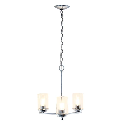 3-Light 15" Classic Contemporary Clear Glass/Metal Hanging Pendant Chandelier - Lalia Home 3 3-Light 15" Classic Contemporary Clear Glass/Metal Hanging Pendant Chandelier - Lalia Home